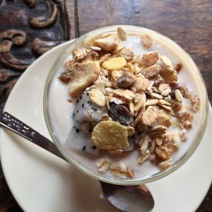 organic soy yogurt parfait at Amrita Garden in Chiang Mai