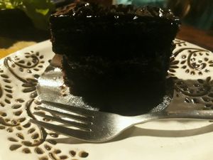 Vegan chocolate cake at Amrita Garden in Chiang Mai