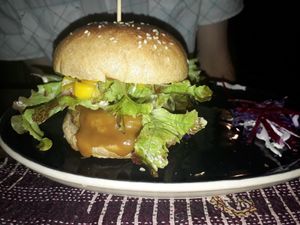 Teriyaki Tempeh Burger at Amrita Garden in Chiang Mai