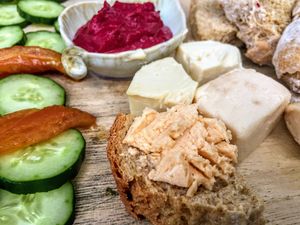 I really loved the vegan cheese platter!  at Amrita Garden in Chiang Mai