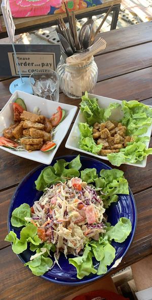 Tempeh and kombucha salad at Amrita Garden in Chiang Mai