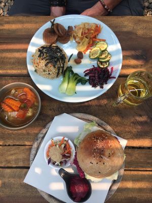 Pulled pork burger and #4 on the first page of the menu.  at Amrita Garden in Chiang Mai