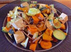 Apple walnut salad, Tempeh Ribs, Ginger Brown Rice & steamed vegetables with Ginger... 
Again Amazing 100% Vegan food 🌱🌿 at Amrita Garden in Chiang Mai