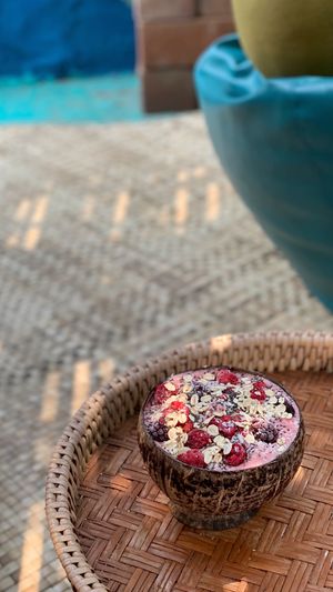 Pink smoothie at Amrita Garden in Chiang Mai