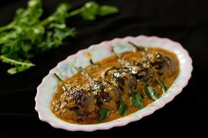 Bagara Baingan (Eggplant Curry) at Lotus Leaf Catering in Austin