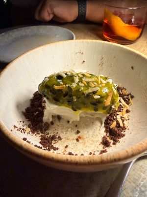 Vegan Panna Cotta - partly eaten it was too good to wait to photo! at Jolene by the Sea in Anjuna