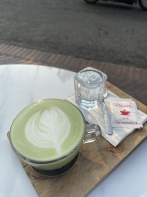 Matcha latte   at Indigo Cafe in Luang Prabang