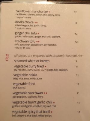 vegan menu 3 at Inchin's Bamboo Garden in Scottsdale