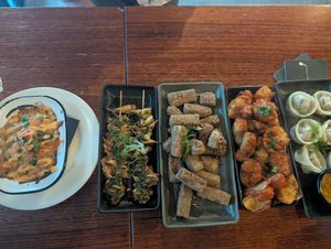 Corn, skewers, salt n pepper tofu, potatoes and dumplings at My Beer Dealer - Alfred St Bar & Bottlo in Fortitude Valley