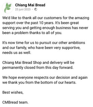 Goodbye 🥖🙏  at Chiang Mai Bread in Chiang Mai