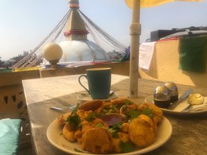 Vegetable Pakodas at Stupa View in Kathmandu