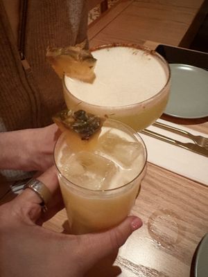 Mezcal pinapple cocktail& piña colada Mocktail   at Jajaja Mexicana in Miami
