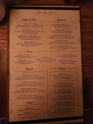Food menu at Jajaja Mexicana in Miami