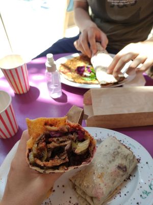 Vegan kebab and lahmacun at Vegan Community Kitchen in Istanbul
