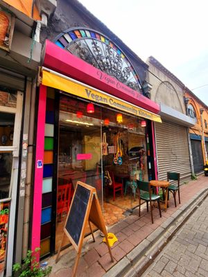 Outside at Vegan Community Kitchen in Istanbul