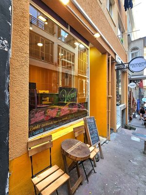 Outside new location at Vegan Community Kitchen in Istanbul