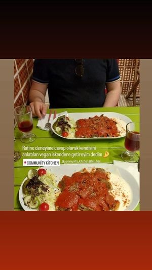 Vegan iskender kebap  at Vegan Community Kitchen in Istanbul