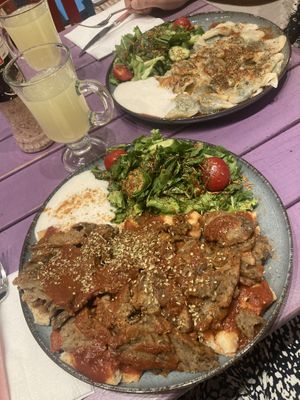 Manti (background) and Kebab (foreground)  at Vegan Community Kitchen in Istanbul