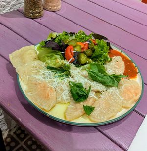 Sweet potato ravioli at Vegan Community Kitchen in Istanbul
