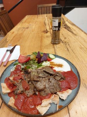 Vegan kebab (homemade seitan) at Vegan Community Kitchen in Istanbul