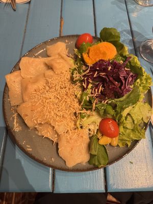Sweet Potatoe Ravioli   at Vegan Community Kitchen in Istanbul