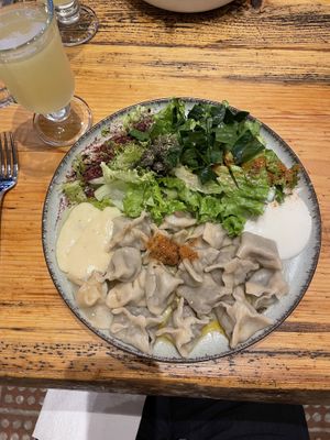 Mushroom raviolii  at Vegan Community Kitchen in Istanbul