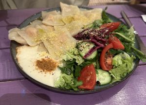 Sweet potato ravioli   at Vegan Community Kitchen in Istanbul