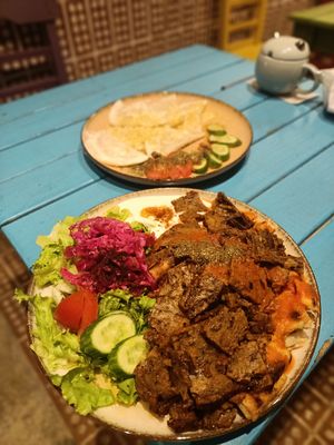 Vegan kebab, seitan döner  (homemade)  at Vegan Community Kitchen in Istanbul