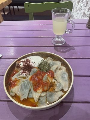 Vegan mati with homemade lemonade    at Vegan Community Kitchen in Istanbul