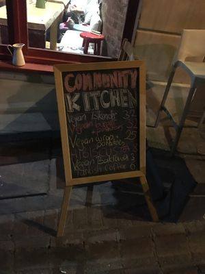 Sign at Vegan Community Kitchen in Istanbul