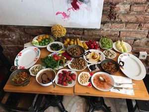 Super lucky breakfast banquet at Vegan Community Kitchen in Istanbul