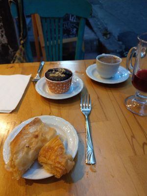 Baklava and muffin at Vegan Community Kitchen in Istanbul