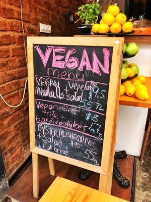 Menu at Vegan Community Kitchen in Istanbul