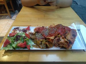 Lasagne at Vegan Community Kitchen in Istanbul