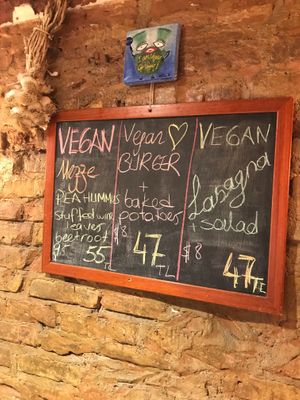 Daily menu at Vegan Community Kitchen in Istanbul