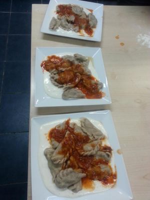 Vegan manti at Vegan Community Kitchen in Istanbul