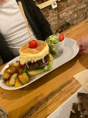 Burger at Vegan Community Kitchen in Istanbul