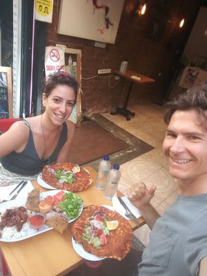 Delicious vegan lahmacun! at Vegan Community Kitchen in Istanbul