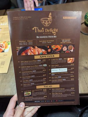Menu at Thai Delight Bistro in Wilsonville