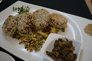Black Lentil burgers (Vegan). at Buddha Restorans in Riga