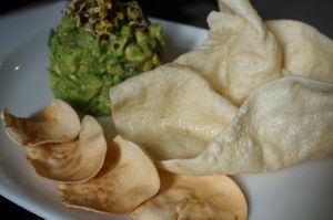 Papadum with avocado (Vegan).  at Buddha Restorans in Riga
