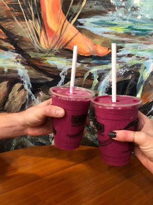 Pitaya Plus smoothie with ginger & mint. So refreshing and not too sweet. at Rainbow Bridge Natural Foods in Ojai