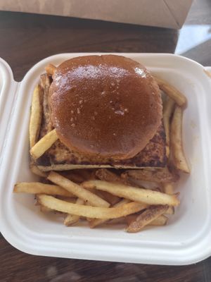 Kids Vegan tofu Frita with shoestring fries   at Yuma Fritas in Rochester