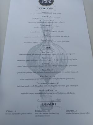 Menu (Aug 2021) at Small Batch in St Louis