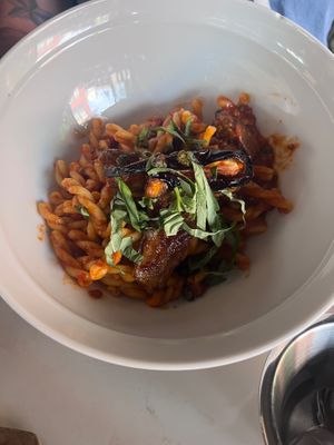 My husband got an Italian dish with eggplant. NEVER tasted an eggplant prepared this way and it was jaw dropping delicious. I could have ate a whole bowl of just the eggplant! at Small Batch in St Louis