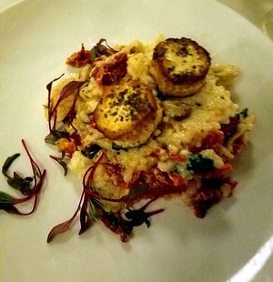 Vegan coconut milk risotto with tofu "scallops" at Small Batch in St Louis