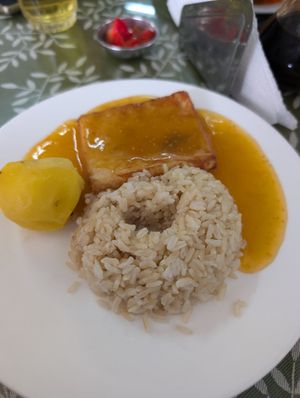Tofu with rice at Sayel in Lima