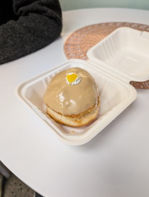 Vegan cream filled donut at Go Nuts On Donuts in Christchurch