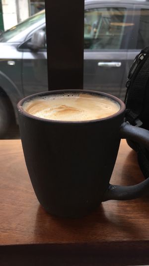 Latte with vegetable milk at Liquid in Lisbon