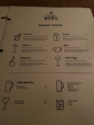 The drink menu  at Galdrs Krypta in Stockholm